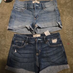 Abercrombie & Fitch Women's Light and Dark Blue Jean Shorts